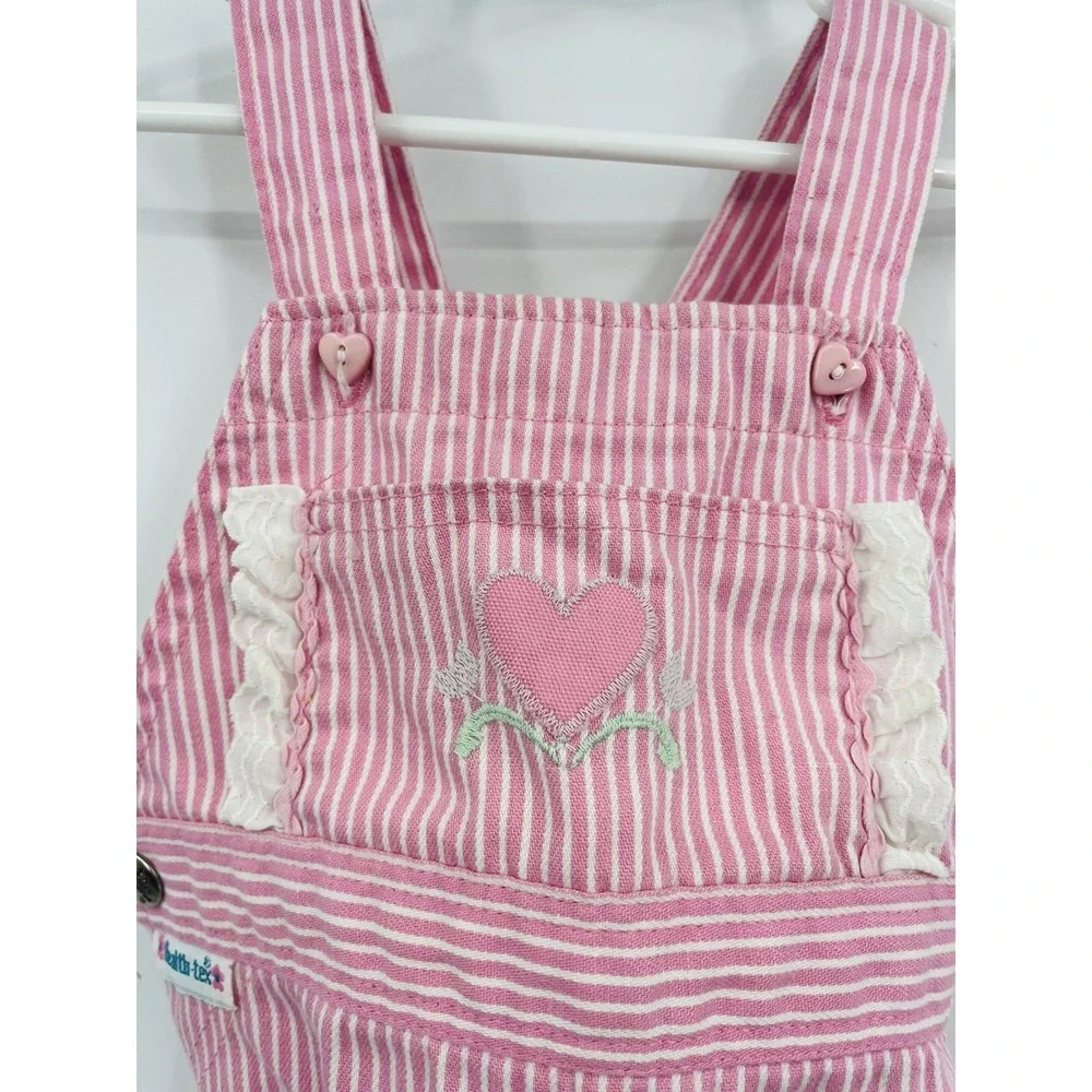 Vintage Healthtex‎ Pink Pinstripe Overalls Size 24 Months USA Made
